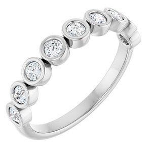 Platinum Round 2.25 Mm Polished 1/2 Ctw Natural Diamond Anniversary Band Size 7