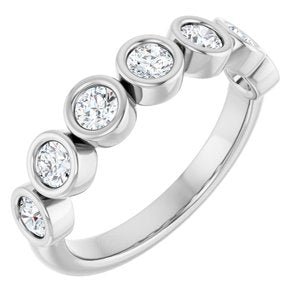 Platinum Round 3 Mm Polished 5/8 Ctw Natural Diamond Anniversary Band Size 7