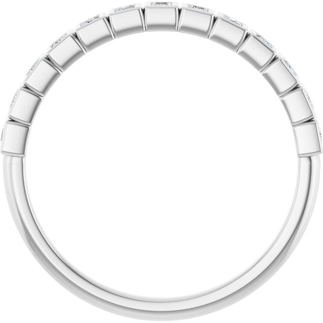 14K White Gold Square 1.3 X 1.3 Mm Polished 1/6 Ctw Natural Diamond Anniversary Band, Size 7