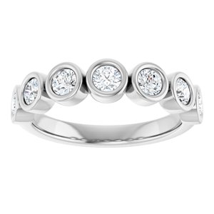 Platinum Round 3 Mm Polished 5/8 Ctw Natural Diamond Anniversary Band Size 7