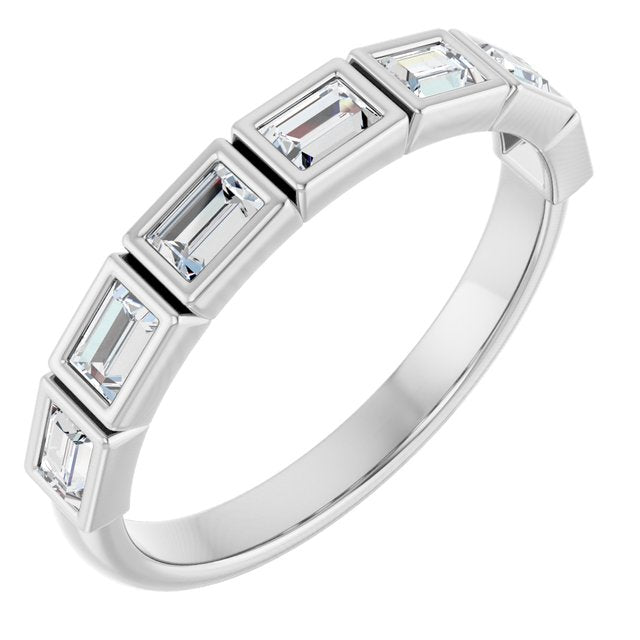 14K White Gold Straight Baguette 3 X 2 Mm Polished 1/2 Ctw Natural Diamond Anniversary Band, Size 7