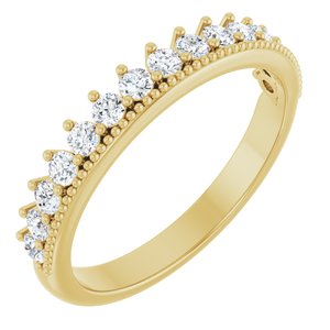 14K Yellow Gold Round 2 Mm 1/2 Ctw Lab-Grown Diamond Anniversary Band Size 7