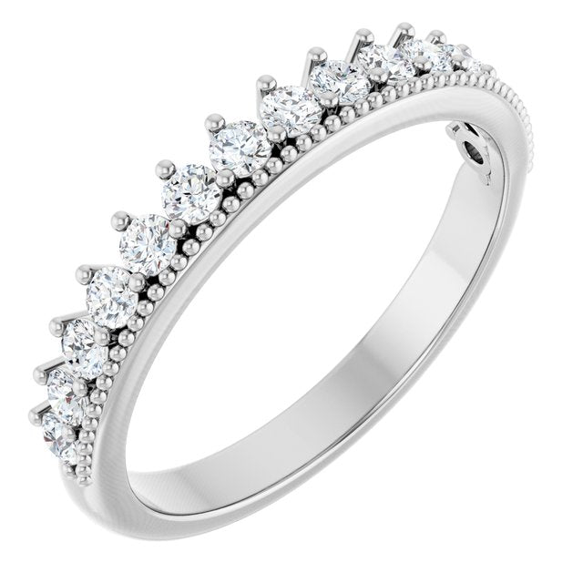 14K White Or Yellow Gold Round 2 Mm Polished 3/8 Ctw Natural Diamond Anniversary Band, Size 7