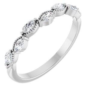 Platinum Marquise 3.5 X 1.75 Mm Polished 1/3 Ctw Natural Diamond Anniversary Band Size 7