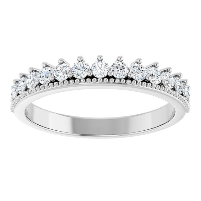 14K White Or Yellow Gold Round 2 Mm Polished 3/8 Ctw Natural Diamond Anniversary Band, Size 7