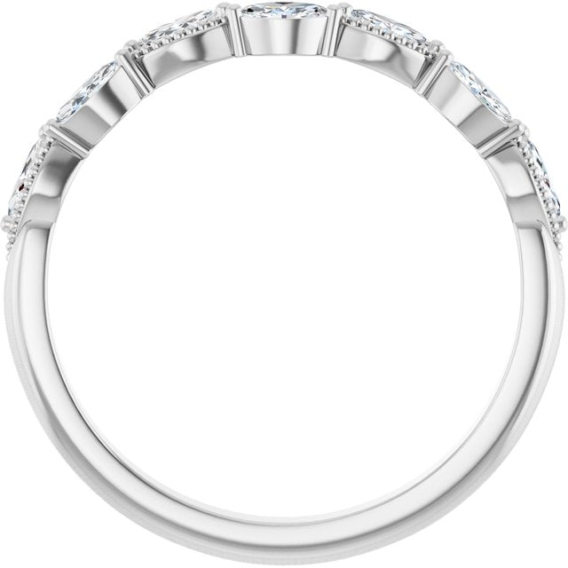 14K White Gold Marquise 3.5 X 1.7 Mm Polished 1/3 Ctw Natural Diamond Anniversary Band, Size 7