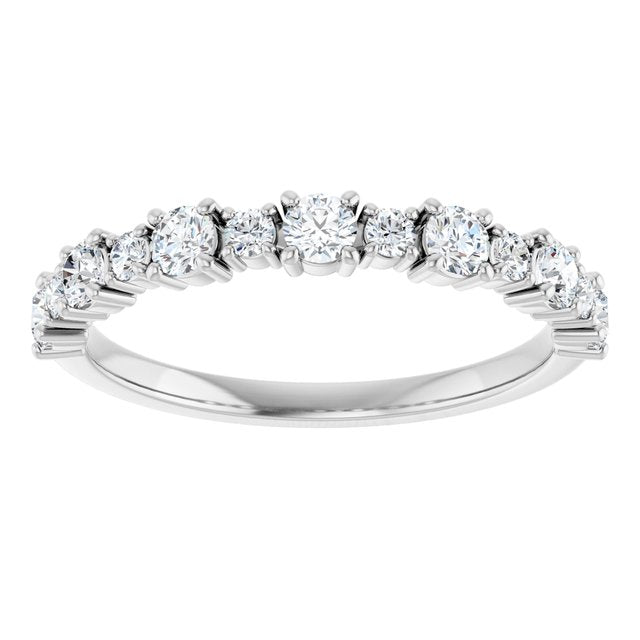 14K White Gold Round 2.5 Mm Polished 1/2 Ctw Natural Diamond Anniversary Band, Size 7
