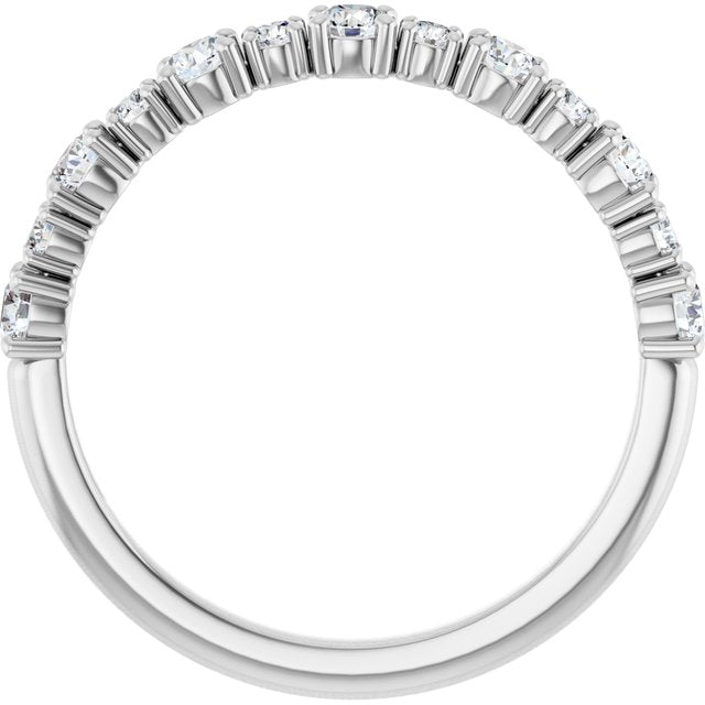 14K White Gold Round 2.5 Mm Polished 1/2 Ctw Natural Diamond Anniversary Band, Size 7