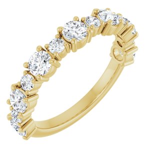 14K Yellow Gold Round 3.4 Mm Polished 1 1/3 Ctw Lab-Grown Diamond Anniversary Band Size 7