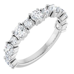 14K White Gold Round 3.4 Mm Polished 1 1/3 Ctw Lab-Grown Diamond Anniversary Band Size 7