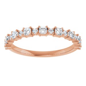 14K Rose Gold Asscher 2 X 2 Mm Polished 1/2 Ctw Natural Diamond Anniversary Band Size 7