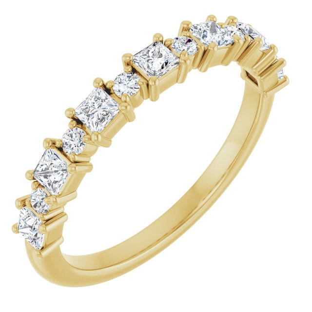 14K Yellow Gold Square 2.25 X 2.25 Mm Polished 5/8 Ctw Natural Diamond Anniversary Band, Size 7