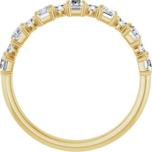 14K Yellow Gold Straight Baguette 4 X 2 Mm Polished 3/4 Ctw Natural Diamond Anniversary Band Size 7