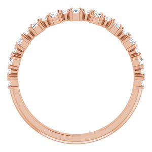 14K Rose Gold Straight Baguette 3 X 1.5 Mm Polished 1/2 Ctw Natural Diamond Anniversary Band Size 7