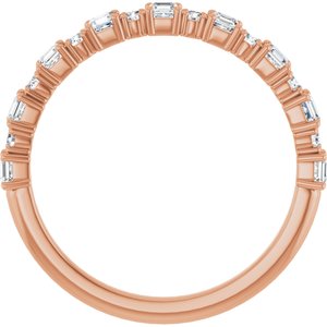 14K Rose Gold Asscher 2 X 2 Mm Polished 1/2 Ctw Natural Diamond Anniversary Band Size 7