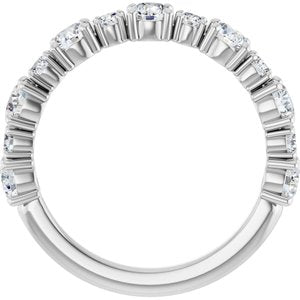 14K White Gold Round 3.4 Mm Polished 1 1/3 Ctw Lab-Grown Diamond Anniversary Band Size 7