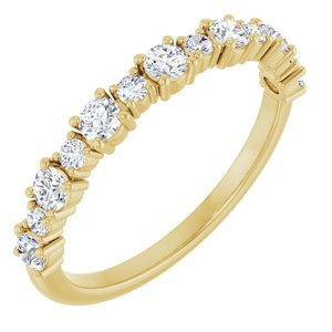 14K Yellow Gold Round 2.5 Mm Polished 1/2 Ctw Lab-Grown Diamond Anniversary Band Size 7