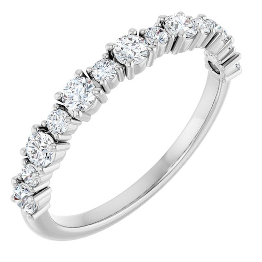 14K White Gold Round 2.5 Mm Polished 1/2 Ctw Natural Diamond Anniversary Band, Size 7