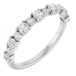 14K White Gold Round 2.5 Mm Polished 1/2 Ctw Lab-Grown Diamond Anniversary Band Size 7