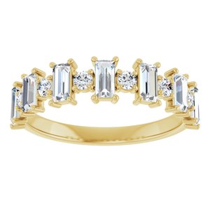 14K Yellow Gold Straight Baguette 4 X 2 Mm Polished 3/4 Ctw Natural Diamond Anniversary Band Size 7