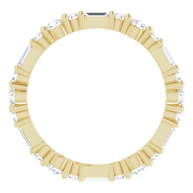14K Yellow Gold Straight Baguette 3.25 X 1.5 Mm Si2-Si3, Ghi Polished 7/8 Ctw Natural Diamond Eternity Band, Size 7