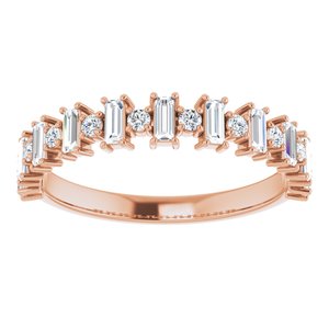 14K Rose Gold Straight Baguette 3 X 1.5 Mm Polished 1/2 Ctw Natural Diamond Anniversary Band Size 7