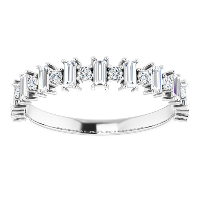 14K White Gold Straight Baguette 3 X 1.5 Mm Polished 1/2 Ctw Natural Diamond Anniversary Band, Size 7