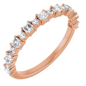 14K Rose Gold Asscher 2 X 2 Mm Polished 1/2 Ctw Natural Diamond Anniversary Band Size 7