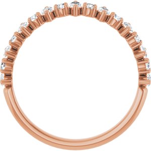 14K Rose Gold Marquise 3.5 X 1.75 Mm Polished 1/2 Ctw Natural Diamond Anniversary Band Size 7