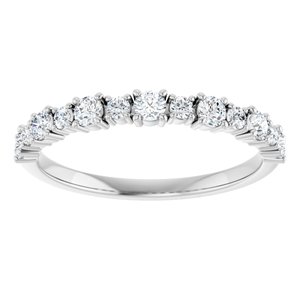 14K White Gold Round 2 Mm Polished 3/8 Ctw Natural Diamond Anniversary Band Size 7