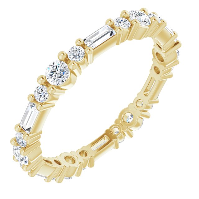 14K Yellow Gold Straight Baguette 3.25 X 1.5 Mm Si2-Si3, Ghi Polished 7/8 Ctw Natural Diamond Eternity Band, Size 7