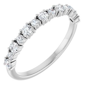 14K White Gold Round 2 Mm Polished 3/8 Ctw Natural Diamond Anniversary Band Size 7