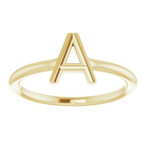 14K Yellow Gold Initial A Ring Size 7