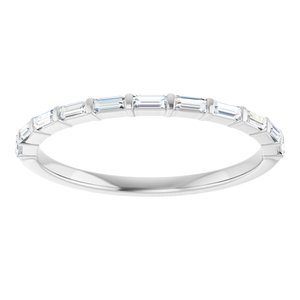 14K White Gold Straight Baguette 2.5 X 1 Mm Polished 1/5 Ctw Natural Diamond Anniversary Band Size 7