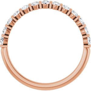 14K Rose Gold Round 2 Mm Polished 3/8 Ctw Natural Diamond Anniversary Band Size 7