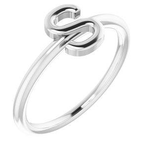 14K White Gold Initial S Ring Size 7