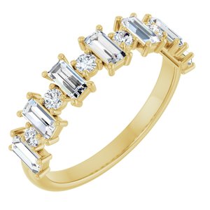 14K Yellow Gold Straight Baguette 4 X 2 Mm Polished 3/4 Ctw Natural Diamond Anniversary Band Size 7