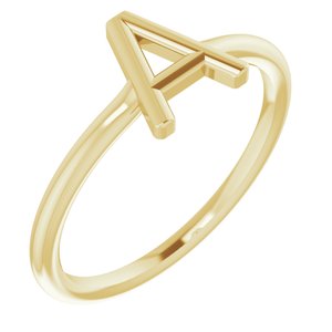 14K Yellow Gold Initial A Ring Size 7