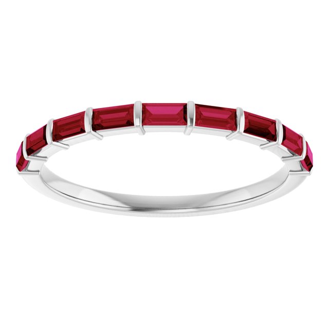 14K Yellow Or White Gold Straight Baguette 3 X 1.5 Mm Polished Lab-Grown Gem Anniversary Band