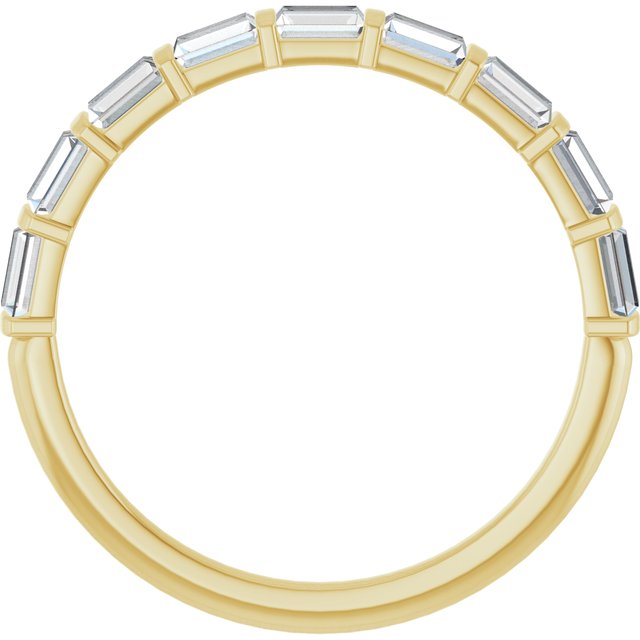14K Yellow Gold Straight Baguette Polished Natural Diamond Anniversary Band