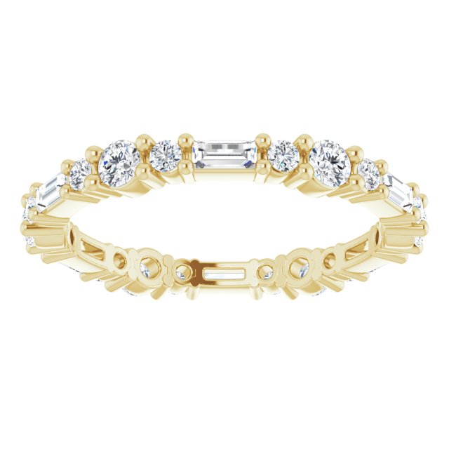 14K Yellow Gold Straight Baguette 3.25 X 1.5 Mm Si2-Si3, Ghi Polished 7/8 Ctw Natural Diamond Eternity Band, Size 7