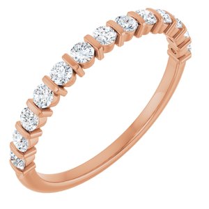 14K Rose Gold Round 2 Mm Polished 3/8 Ctw Natural Diamond Anniversary Band Size 7