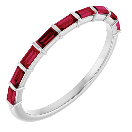 14K Yellow Or White Gold Straight Baguette 3 X 1.5 Mm Polished Lab-Grown Gem Anniversary Band