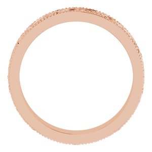 14K Yellow Or White Or Rose Gold Or Sterling Silver Or Platinum Milgrain Edge Floral Flat Band