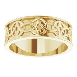 14K Yellow Or White Or Rose Gold Or Sterling Silver Or Platinum Celtic-Inspired Flat Band