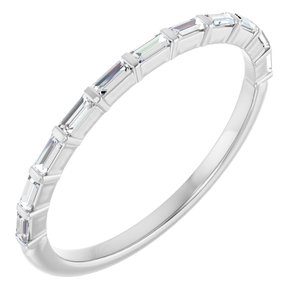14K White Gold Straight Baguette 2.5 X 1 Mm Polished 1/5 Ctw Natural Diamond Anniversary Band Size 7