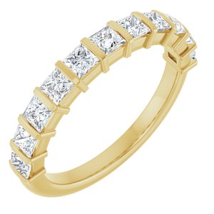 14K Yellow Gold Square 2.5 X 2.5 Mm Polished 1 Ctw Natural Diamond Anniversary Band Size 7