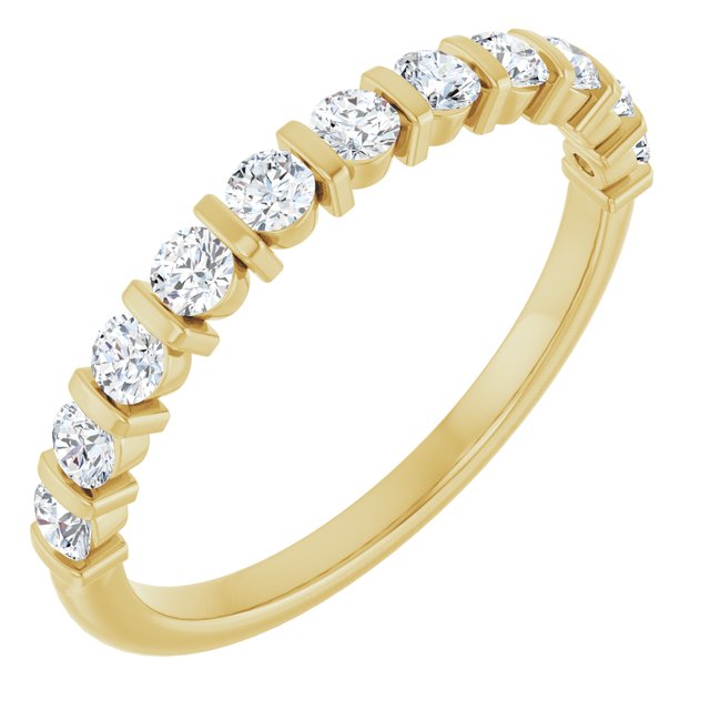 14K Yellow Or White Gold Round Polished Natural Diamond Anniversary Band