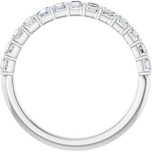 14K White Gold Asscher 2 X 2 Mm Polished 5/8 Ctw Natural Diamond Anniversary Band Size 7
