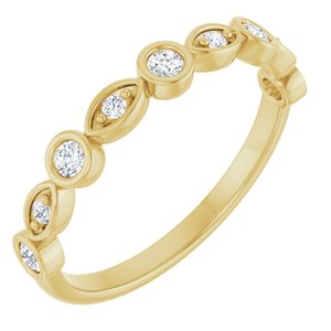 14K Yellow Gold Round 2 Mm 1/5 Ctw Lab-Grown Diamond  Anniversary Band Size 7